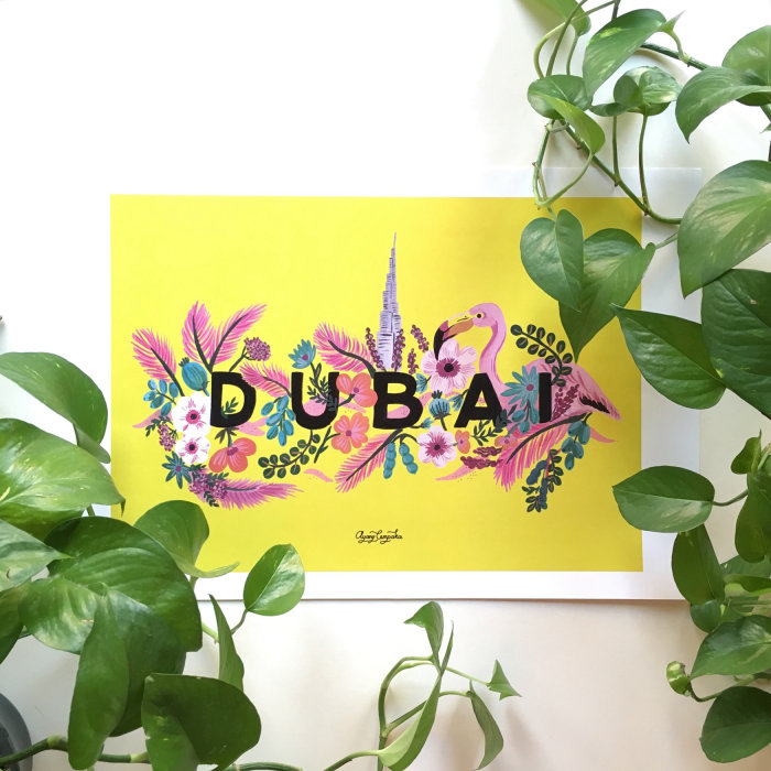Lettrage aquarelle DUBAI