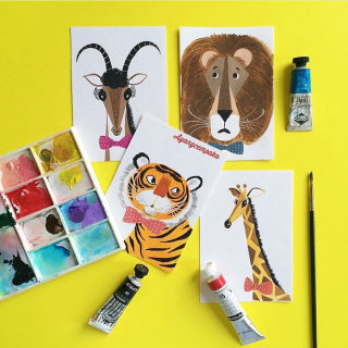 pintura aquarela de animais selvagens
