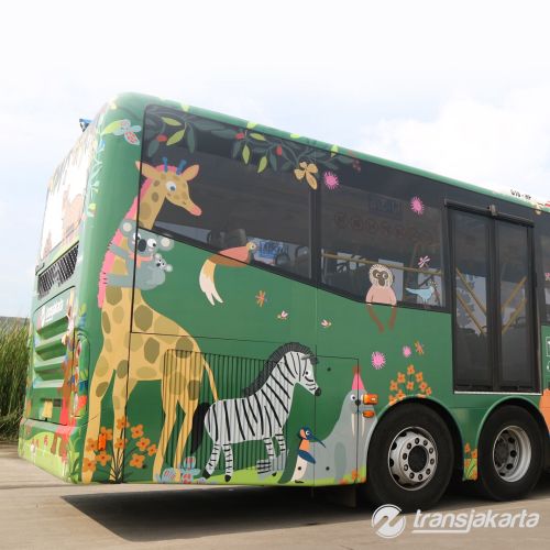 Decorative zebra on bus
