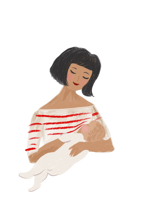 Lifestyle of woman feeding baby

