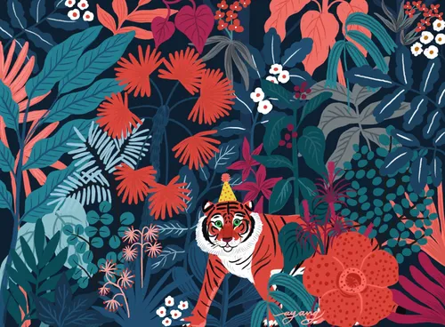 Digital tiger goes to a party
