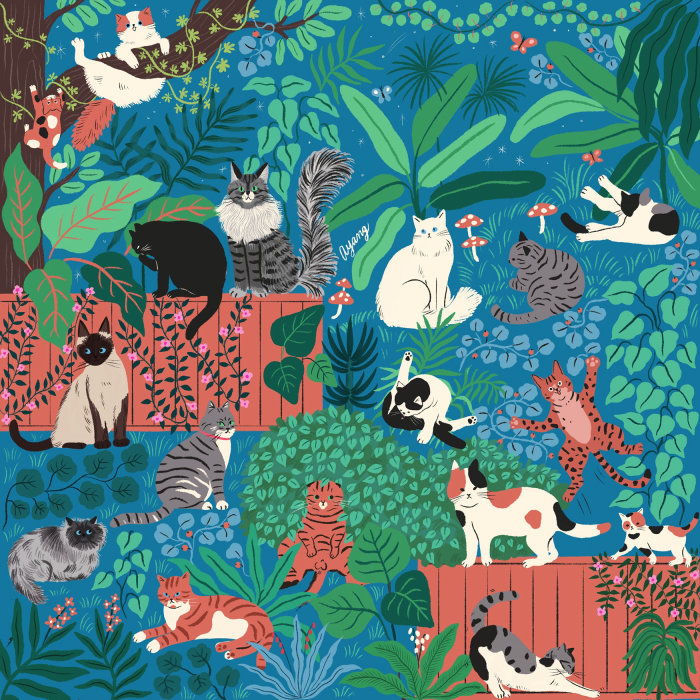 Representações de desenhos animados de vários animais selvagens