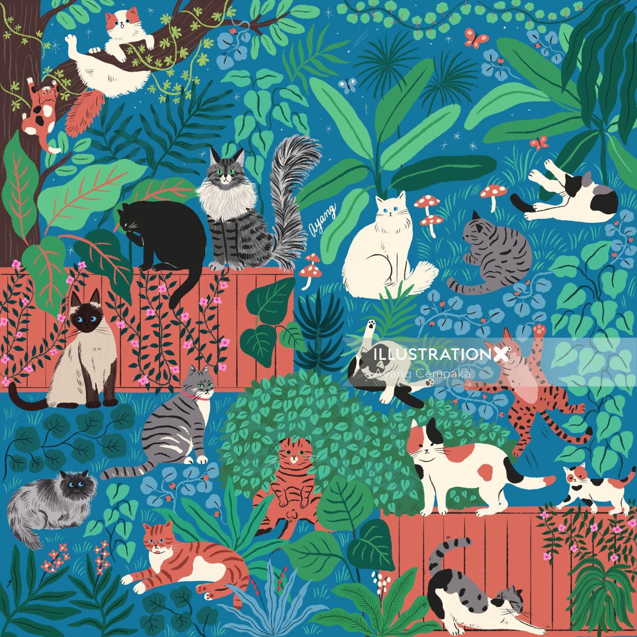 Cartoon depictions of various wild animals