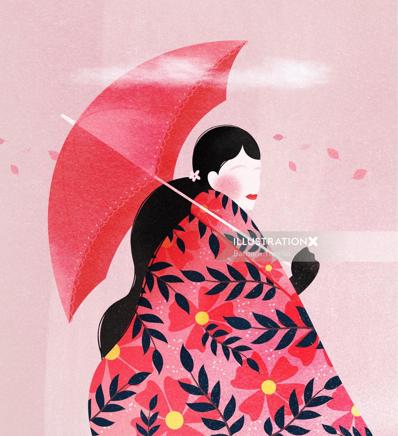 傘を持つファッションの女性