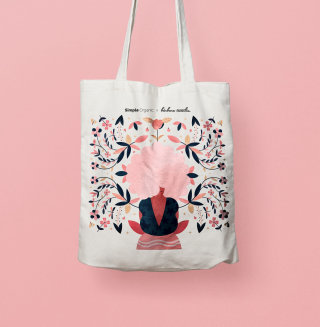 Ilustraciones de mujer en bolso Simple Organic Tote
