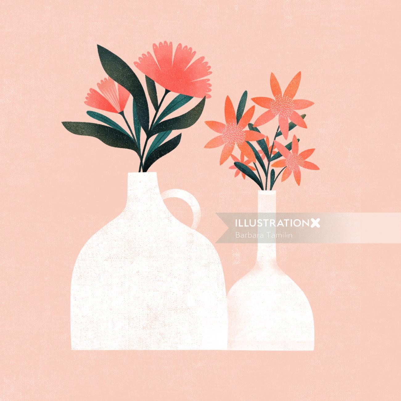 Art vectoriel de vases à fleurs