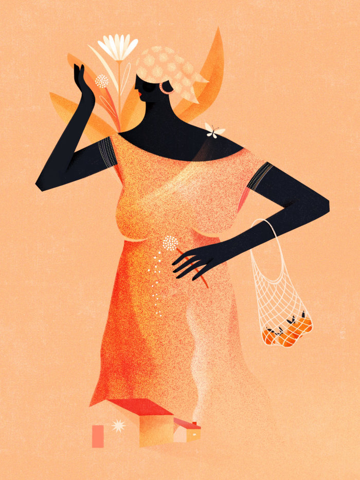 Woman editorial illustration for Dia De Feira