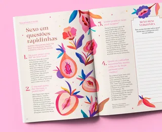 Open booklet with floral illustrations and sexual health text by Barbara Tamilin