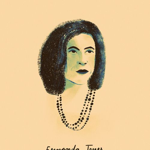 Illustration of a woman with black hair wearing a necklace