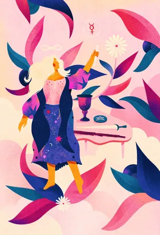 Abstract colorful woman in nature setting by Barbara Tamilin