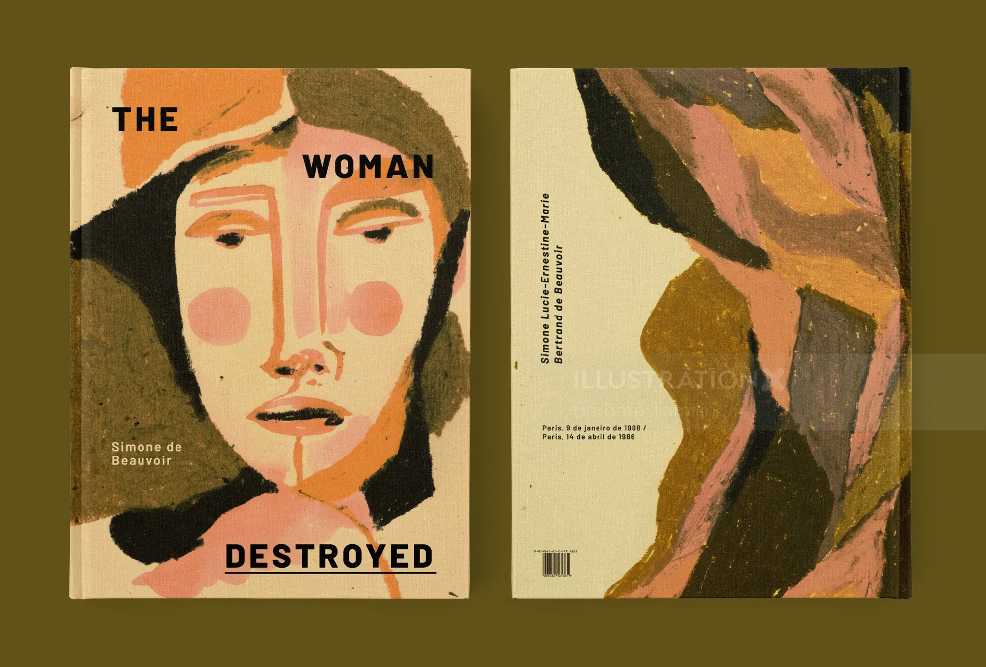 Abstract book cover design of The Woman Destroyed by Barbara Tamilin