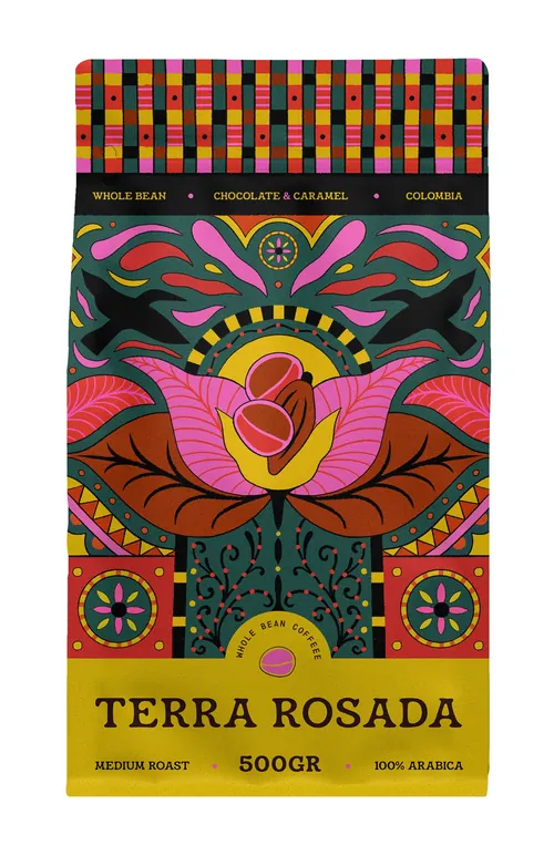 Terra Rosada book cover by Barbara Tamilin with a colorful lotus design