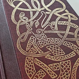 Gold-Leaf linocut design for Seamus Heaney’s Beowulf cover