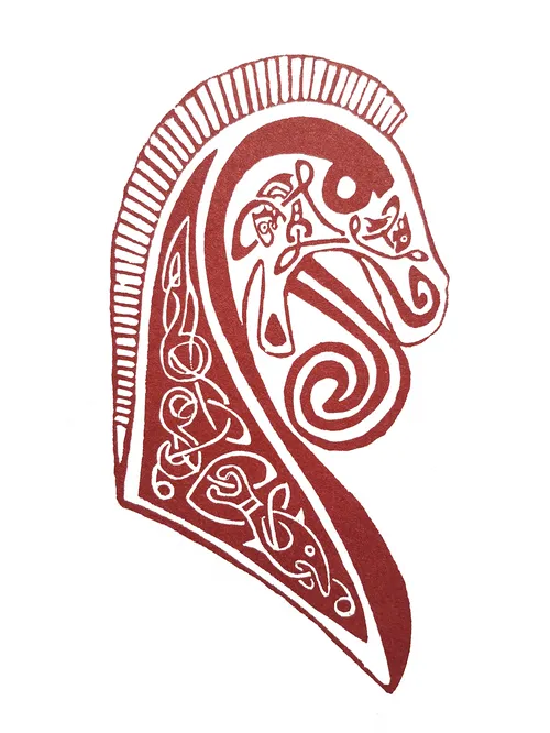 Frontispiz-Linolschnitt aus Seamus Heaneys Beowulf