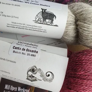 Two wool skein bands from John Arbon Textiles