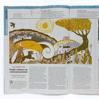 Page from BBC History Magazine featuring Becca's editorial illustration