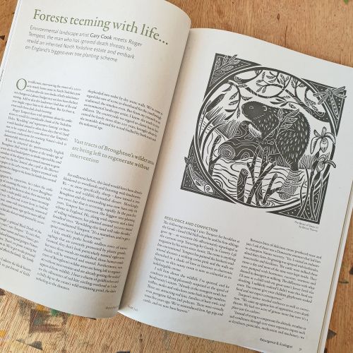 Becca Thorne artwork showing a black-and-white forest wildlife illustration in an open book
