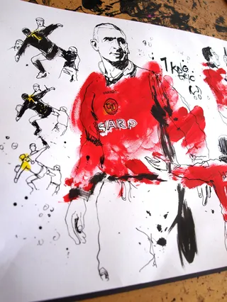 Watercolor illustration of Eric Cantona