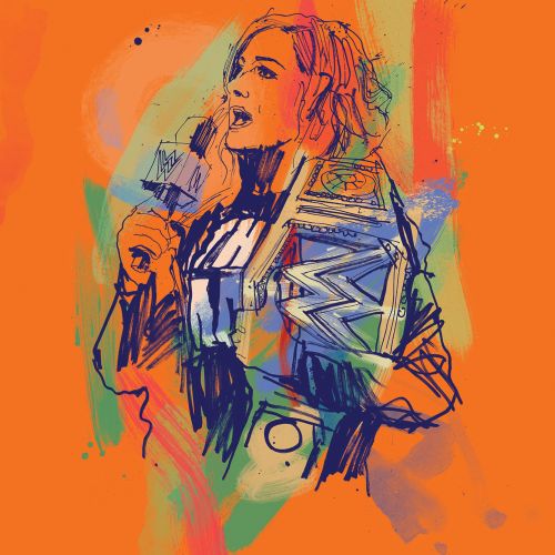 Pro Wrestler and WWE Superstar Becky Lynch, drawn in pen and ink