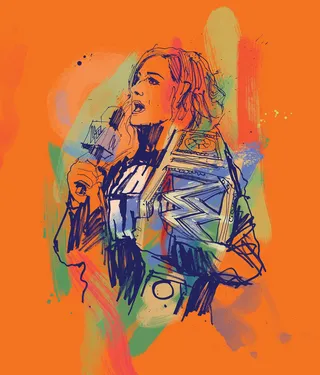 Pro Wrestler and WWE Superstar Becky Lynch, drawn in pen and ink