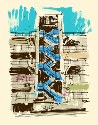 Ben Tallon's line illustration of Manchester Street