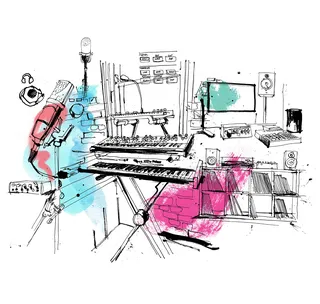 Otis Music Studio Interior Illustration | Illustration by Ben Tallon