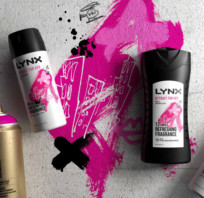 Embalagem de perfume Lynx Rose e Bergamota