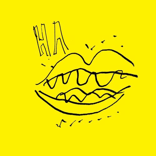 Graphic Ha Lips on yellow background
