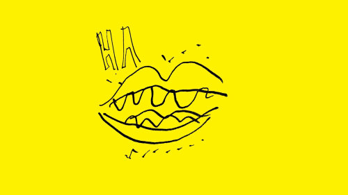 Graphic Ha Lips on yellow background