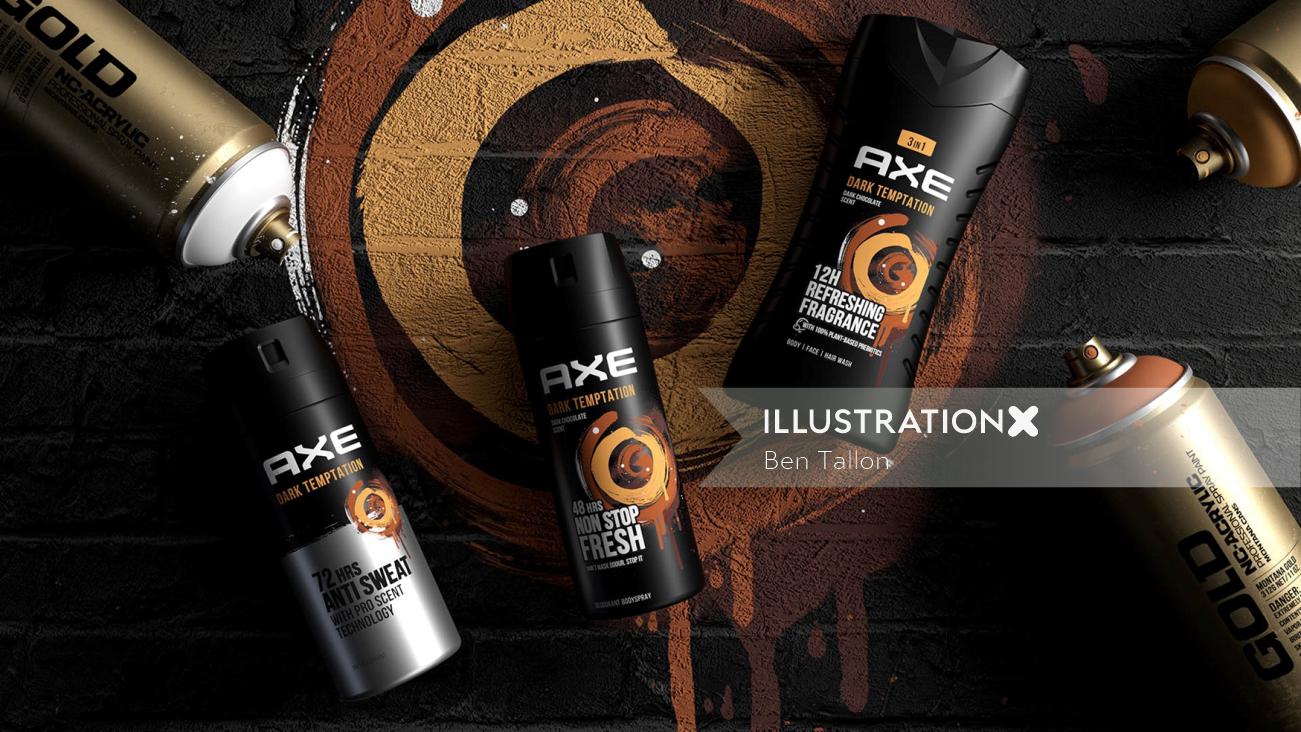 Illustration of the Lynx/Axe Dark Temptation packaging