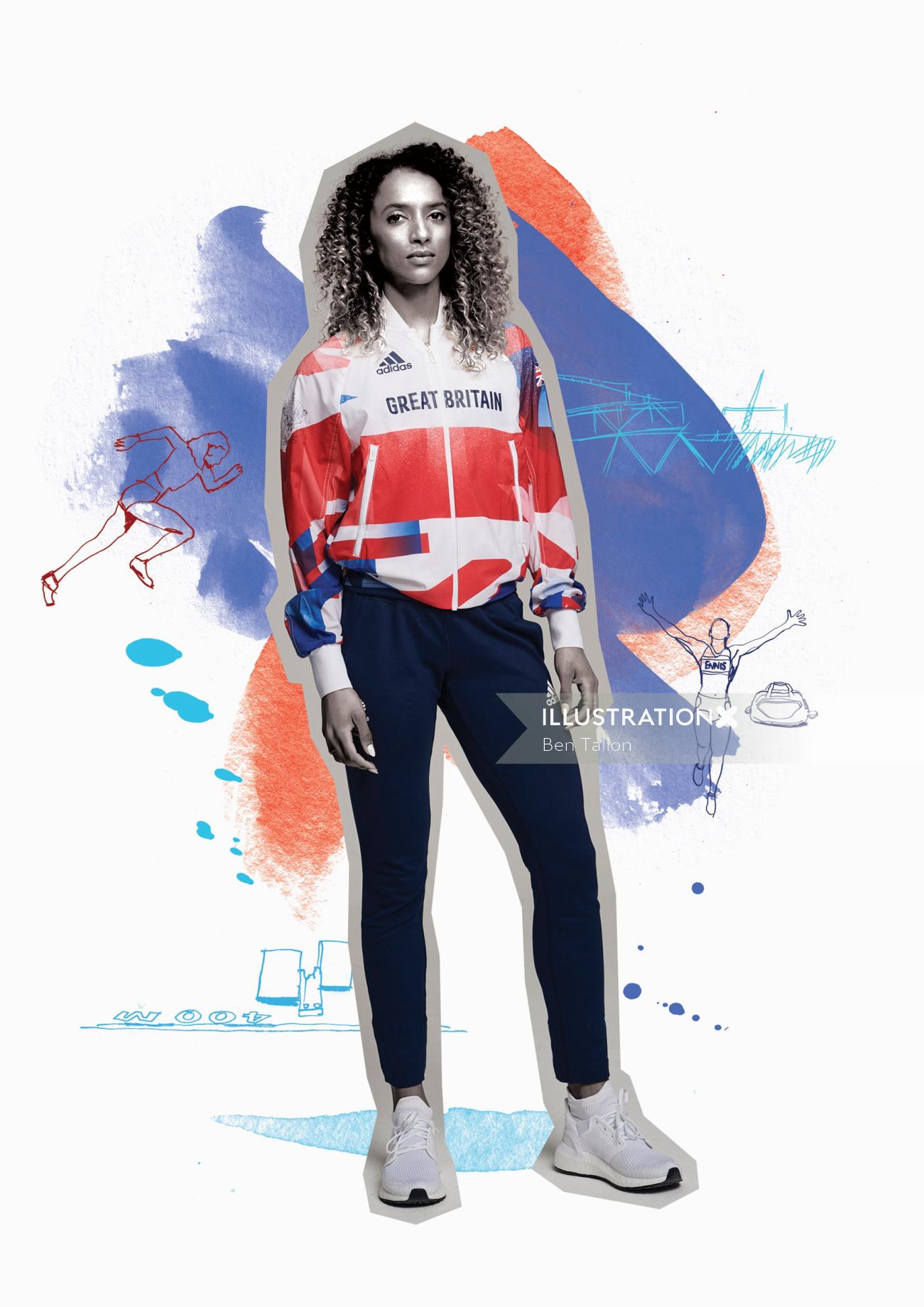 The Evening Standard illustrates British Olympic hopefuls in 2020. Laviai Nielson