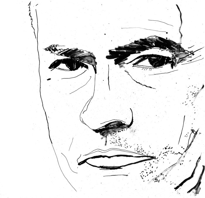 足球经理何塞·穆里尼奥，用墨水手绘