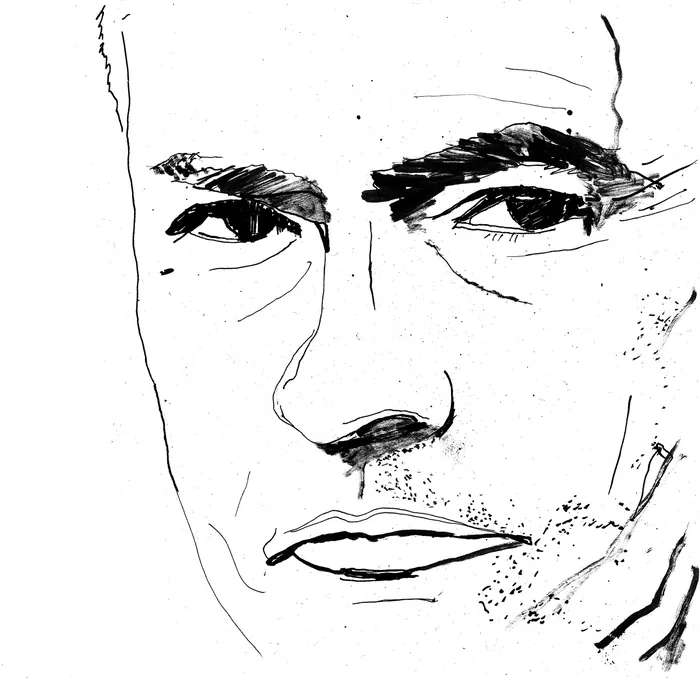 Football manager Jose Mourinho, created in ink by hand