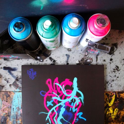 The Hyena Kill's 2nd studio album 'A Disconnect' spray paint symbol illustration