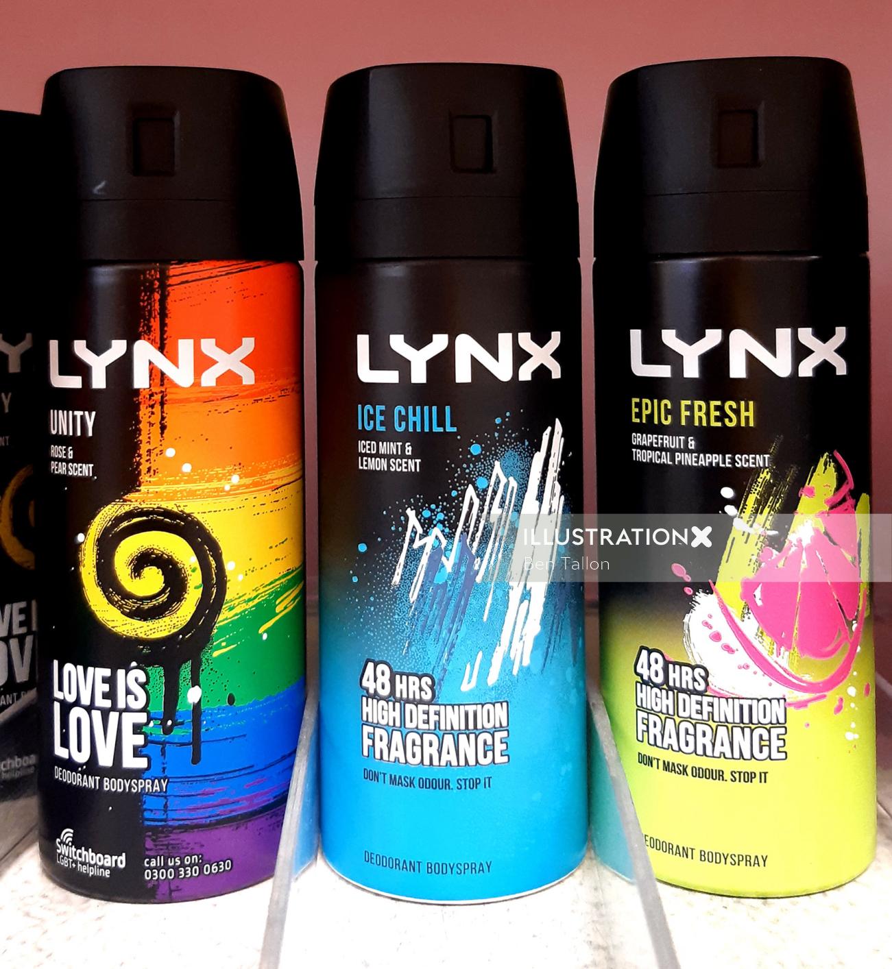 Lynx/Axe 製品のグローバル パッケージ再設計のイラスト