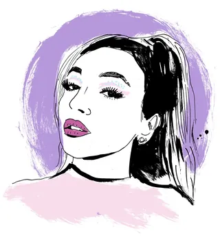 Illustration of dark-haired woman with makeup