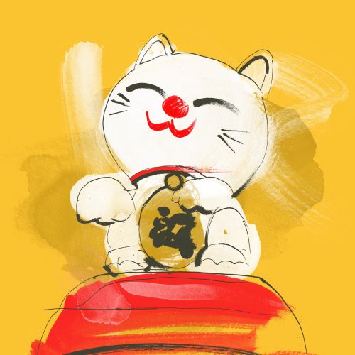 Watercolour paint of Tokyo lucky cat