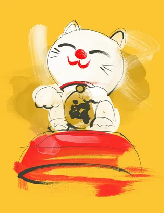 Watercolour paint of Tokyo lucky cat