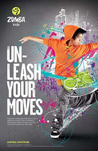 Poster advertisement promoting Zumba Kids dance classes