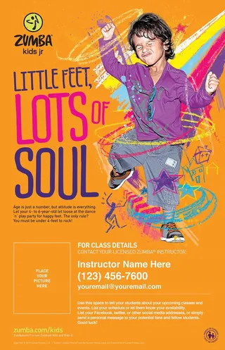 Advertisement poster promoting Zumba Kids dance classes