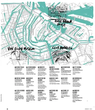 Hand-drawn Amsterdam map illustration and lettering