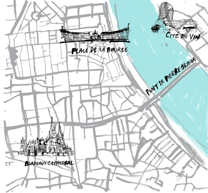 Bordeaux map art and lettering