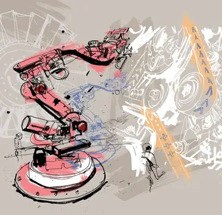 Detailed technical sketch of Bavarian industry machinery