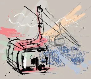 Cable car illustration for Bankhaus, Germany