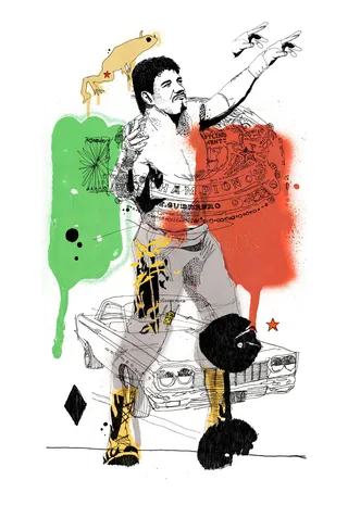 Colorful ink portrait of former WWE champion Eddie Guerrero