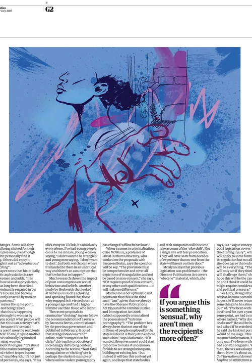 Abstract illustration of a woman and hand symbolizing strangulation in relationships
