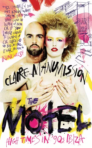 90s style illustration of man and woman with bold makeup and graffiti