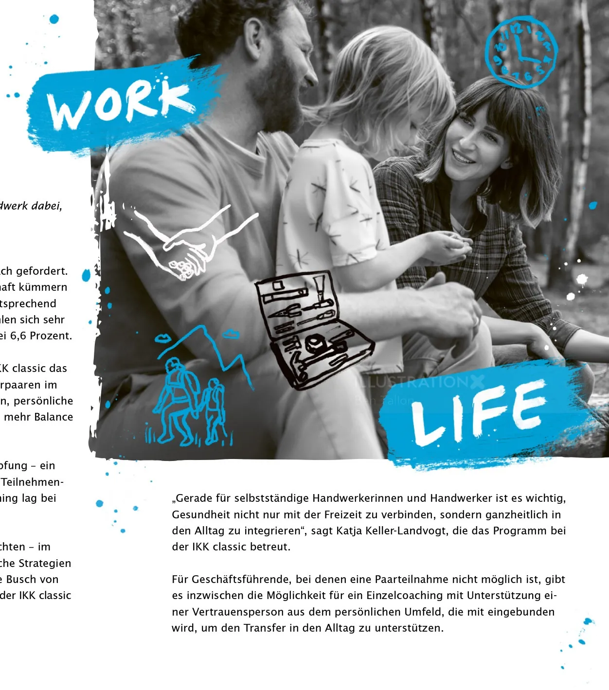 Work life balance concept with family illustration by Ben Tallon