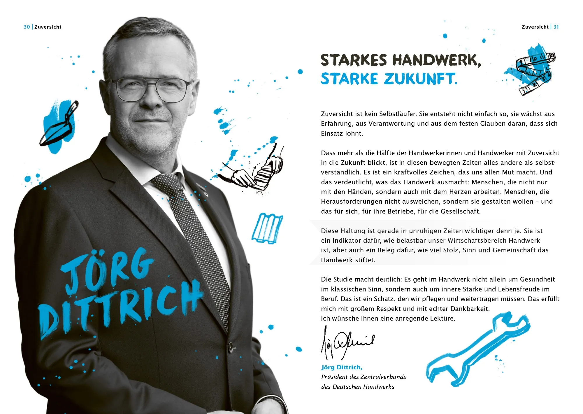 Business portrait and hand lettering brochure design by Ben Tallon
