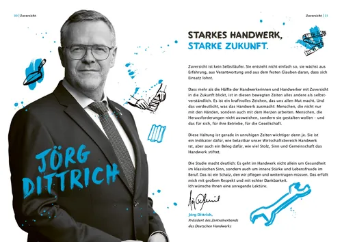 Business portrait and hand lettering brochure design by Ben Tallon